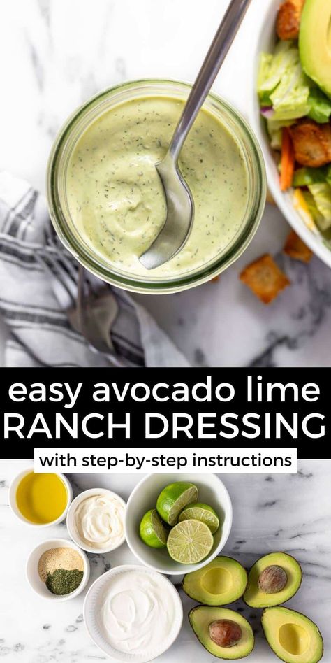 Cottage Cheese Avocado Dressing, Avocado Lime Ranch, Avocado Lime Ranch Dressing, Avocado Dressing Recipe, Healthy Ranch Dressing, Avocado Lime Dressing, Avocado Ranch Dressing, Corn Salsa Recipe, Avocado Salad Dressing