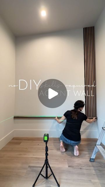 TIFFANY |  home styling & creative DIY projects on Instagram: "NO DIY skills required accent wall

My loft went from BORING to BOLD with these easy to install wood slat wall panels. All you need is a drill [or hammer and nails], and a sharp utility knife and you can turn any blank wall into a show stopping accent wall.  It’s seriously so easy- no DIY skills are required!

🍂comment PANEL and I’ll send you the links🍂

🤎LIKE, SAVE, & FOLLOW @thetiffanyconcept for more easy DIY projects and home ideas.  Let’s make a house a home, one step at a time.

neutral home
modern home
accent wall
slatwall
Amazon home 

#neutralhome #founditonamazon #diy #slatwall #accentwall #myneutralhome #moodyvibes #easydiy #modernhome #homeinspiration" Slat Wall Tall Ceilings, How To Install Wood Slat Wall, Diy Accent Wall Behind Tv, Diy Wall Slats, Diy Slatted Wall, Diy Wood Slat Accent Wall, Slat Wall Ideas, Kitchen Accent Wall, Slat Walls