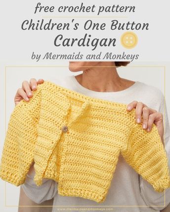 Free Crochet Pattern Children's Cardigan • Free Crochet Patterns Crochet Toddler Cardigan Free Pattern, Crochet Toddler Cardigan, Crochet Toddler Sweater, Crochet Baby Cardigan Pattern, Crochet Therapy, One Button Cardigan, Crochet Baby Projects, Crochet Cardigan Free, Crochet Jacket Pattern