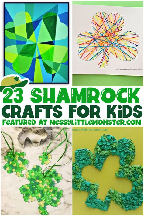 Shamrock Crafts for Kids Shamrock Crafts For Kids, Shamrock Crafts, Shamrock Art, Shamrock Craft, Saint Patricks Day Art, Summertime Crafts, March Crafts, St Patricks Crafts, St. Patrick's Day Crafts