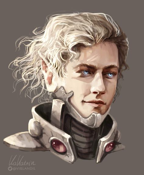 Dnd Sci Fi, Sci Fi Elf, Warhammer Marine, Sci Fi Character Art, Elf Art, Fantasy Portraits, Alien Races, Warhammer Art, Fantasy Races