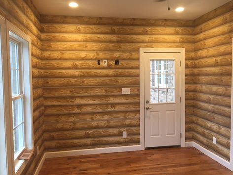 Log Cabin Wallpaper REAL LOG LOOK Rustic Wall Paper DOUBLE ROLL Prepasted | Home & Garden, Home Improvement, Building & Hardware | eBay! Log Cabin Wallpaper, Log Wallpaper, Cabin Wallpaper, Garage Door Types, Log Wall, Log Cabin Rustic, Rustic Wallpaper, Garage Door Design, Log Cabin Decor