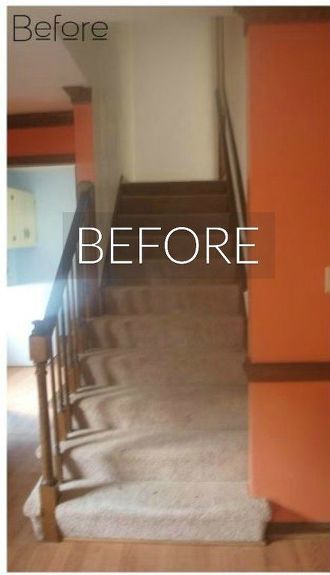 You'll want to rip out your carpeted staircase after seeing these Carpeted Staircase, Easy Closet Storage, Removing Carpet, Wood Staircase, Cheap Curtains, Diy Abstract Canvas Art, Cheap Carpet Runners, White Carpet, Small Carpet