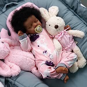 Amazon.com: JIZHI Lifelike Reborn Baby Dolls Black -17Inch Baby-Soft Body & Curls Realistic-Newborn Baby Dolls African American Real Life Baby Dolls Cloth Body with Feeding Kit & Gift Box for Kids Age 3+ : Toys & Games Reborn Baby Dolls Black, American Baby Doll, Real Life Baby Dolls, Black Baby Dolls, Realistic Baby Dolls, Lifelike Dolls, Reborn Baby Girl, Newborn Baby Dolls, African American Dolls