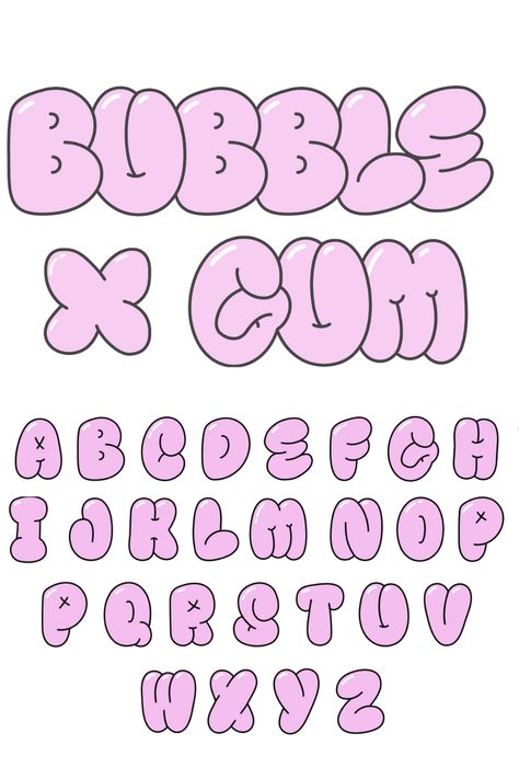 Bubble Gum Font Font Abjad, Abecedario Aesthetic, Huruf Aesthetic, Animated Letters, Letras Aesthetic, Font Styles Alphabet, Cool Fonts Alphabet, Name Design Art, Alfabet Font