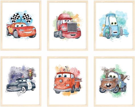 Amazon.com: Nistio® Cars Movie Poster Prints, Cars Movie Poster Wall Art Decor, Lightning McQueen, Set of 6, 8x10 inches (Unframed): Posters & Prints Lightning Mcqueen Decor, Pixar Cars Nursery, Cars Themed Room Boys, Pixar Cars Bedroom Ideas For Boys, Disney Cars Art, Lightning Mcqueen Room Ideas, Lightening Mcqueen Room, Lightning Mcqueen Decorations, Disney Cars Themed Bedroom