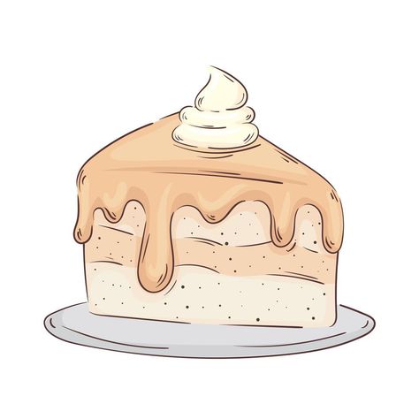 Desserts Drawing Cute, Anime Cake Drawing, Cake Designs Drawing, Cake Sketch Drawings, Piece Of Cake Drawing, Cake Drawing Illustration, Cartoon Cake Drawing, Cake Drawing Aesthetic, Cake Graphic Design