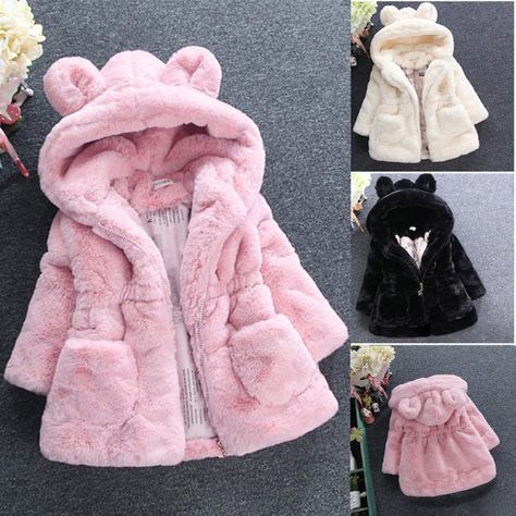 Girls Fur Coat, Baby Girl Clothes Winter, Girl Sleeves, Winter Baby, Winter Girls