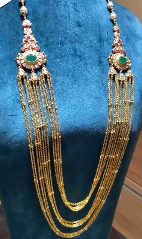 Chandra Haram Designs Gold, Chandraharam Designs, Chandra Haram, Gold Haram, Wedding Jewelry Sets Bridal Jewellery, Long Haram, Gold Bridal Necklace, Gold Jewelry Outfits, Gold Items