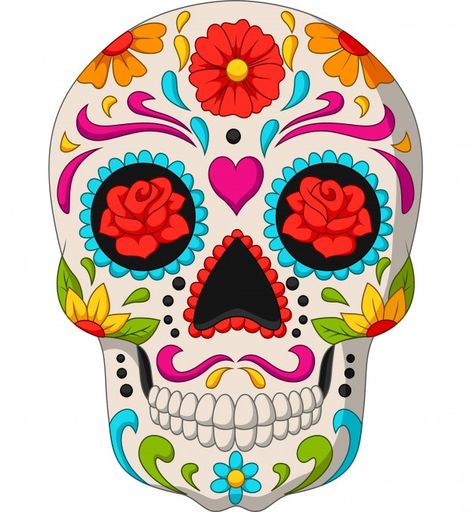 Sugar Skull Drawing, Sugar Scull, Sugar Skull Artwork, Den Mrtvých, Mexican Sugar Skull, Sugar Skull Design, Sugar Skull Tattoos, Day Of The Dead Skull, Candy Skulls