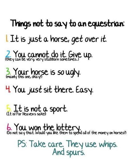 please take note of 4 and 5. Equestrian Memes, Funny Horse Memes, Horse Humor, Horse Girl Problems, Horse Quotes Funny, Horse Jokes, Inspirational Horse Quotes, Horse Riding Quotes, Equestrian Quotes