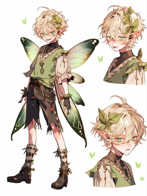 Anime Fairy Boy, Fairy Boy Art, Male Fairy, Fairy Boy, Dnd Art, Character Design Male, Fairy Art, Dnd Characters, Character Portraits