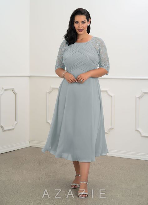 Azazie Dorothea MBD Mother of the Bride Dresses | Azazie Sage Green Mother Of The Bride Dress Plus Size, Mother Of The Bride Dresses Vintage, Mother Of The Bride Plus Size, Mother Of Bride Outfits, Mother Of Groom Dresses, Dresses Simple, Bride Groom Dress, Mob Dresses, Tea Length Dresses