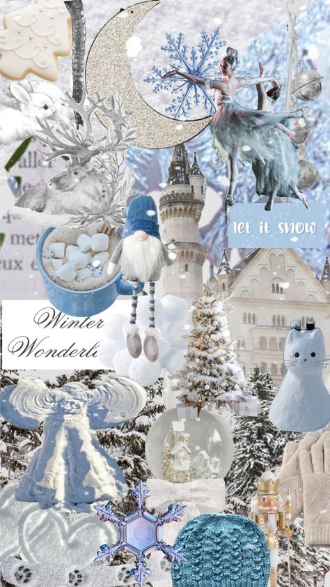 Winter Blue Wallpapers Aesthetic, Winter Blue Aesthetic Wallpaper, Blue Winter Wallpaper Aesthetic, Christmas Core Wallpaper, Christmas Wallpaper Aesthetic Blue, Winter Wonderland Wallpaper Iphone, Winter Themed Wallpaper, Winter Background Collage, Snow Vibes Aesthetic