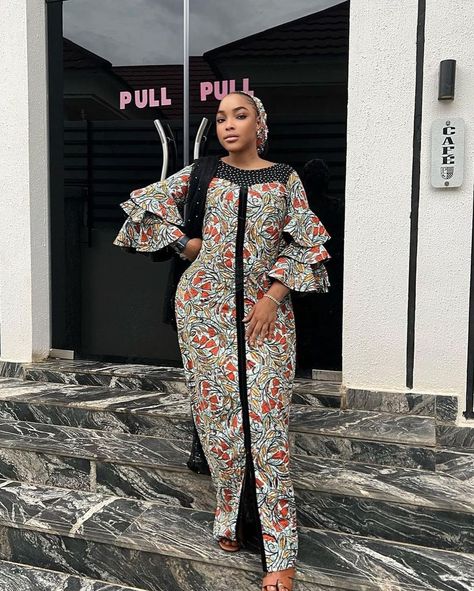 2022 Latest and Elegant Hausa Styles for Ankara. - Ladeey A Shaped Ankara Long Gown, African Long Gown Styles, Ankara A Shape Long Gown Styles For Women, Ankara A Shape Gown For Women, Latest A Shape Ankara Gown, Latest A Shape Gown Ankara Long, A Shape Gown Ankara Long For Women, Simple Ankara Gown Styles For Ladies, A Line Ankara Long Gown Styles