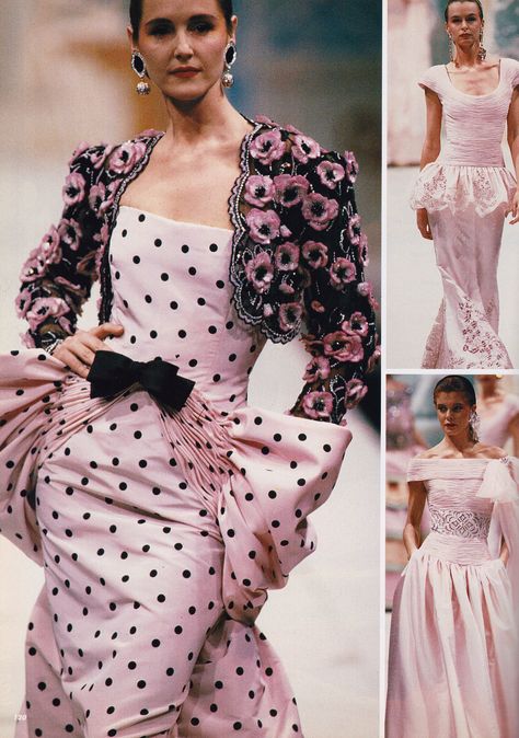 Valentino Alta Moda Spring/Summer 1988 Fashion 1980s, Jacques Fath, Dots Fashion, Decades Of Fashion, 80s Prom Dress, Valentino Fashion, Mode Chanel, Valentino Couture, Polka Dots Fashion