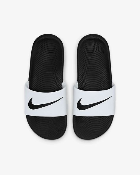 Nike Kawa Little/Big Kids' Slides. Nike.com Slides Nike, Nike Slippers, Nike Slides, Men Slides, Comfy Slippers, Slide Slippers, Laura Biagiotti, Nikes Girl, Kids Slide