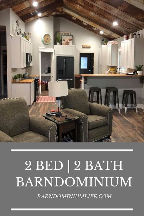 2 Bed 2 Bath Barndominium, Texas Barndominium, Small Rustic House, Glen Rose Texas, Retirement House Plans, Small Barn House, Metal Building House Plans, Metal House Plans, Barn Homes Floor Plans