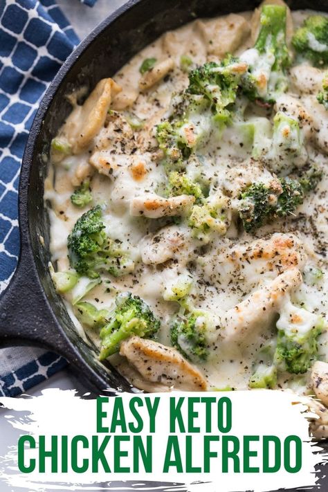 Keto Chicken Alfredo With Broccoli, Simple Garden Salad, Casseroles Keto, Low Carb Recipes Easy, Chicken Alfredo With Broccoli, Keto Chicken Alfredo, Alfredo With Broccoli, Pasta Alternative Low Carb, Keto Recipes Low Carb