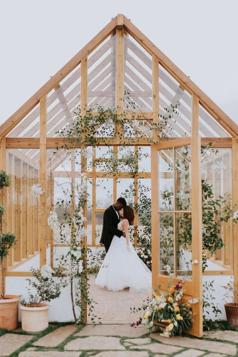 29 Magical Micro Wedding Venues Across The US. Photo: @timlovesbecky Micro Wedding Venues, Greenhouse Venue, Brick Floor, Dream Venue, Small Greenhouse, Greenhouse Wedding, Hosting Guests, Brooklyn Wedding, Long Island City