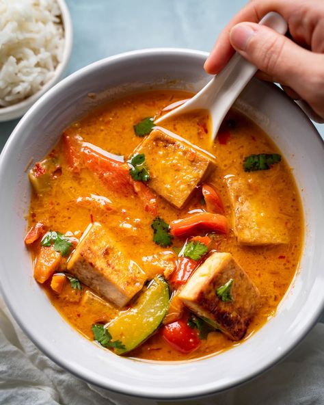 Vegan Thai Red Curry, Curry With Tofu, Thai Curry Recipes, Tofu Curry, Red Thai, Curry Ingredients, Tofu Dishes, Vegan Curry, Thai Curry