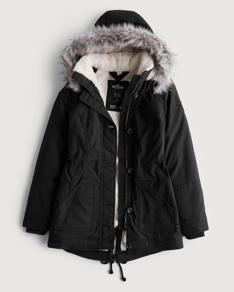 Femmes Parka doublée de fausse fourrure | Femmes Vestes et manteaux | HollisterCo.com Hollister Parka, Hollister Jacket, Faux Fur Parka, Womens Parka, Women's Jackets, Heritage Collection, Parka Jacket, Line Jackets, Black Jacket