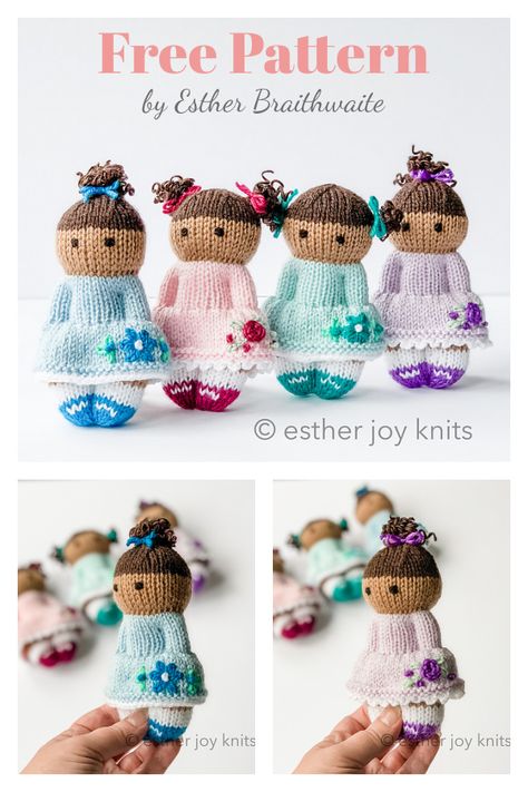 Knitting Dolls Free Patterns, Knitted Dolls Free, Teddy Bear Knitting Pattern, Christmas Knitting Patterns Free, Miniature Knitting, Knitted Doll Patterns, Knitted Toys Free Patterns, Knitting Toys, Doll Patterns Free