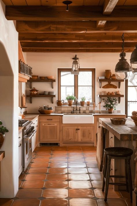 15 Spanish Villa Kitchens For Your Home Inspiration | The Olive Branch Nest Kitchen Spanish Style, Modern Hacienda Kitchen, Earthy Modern Kitchen, Earthy Kitchen Design, Earth Tone Kitchen, Modern Spanish Kitchen, Spanish Colonial Kitchen, Spanish Kitchen Design, Hacienda Style Kitchen