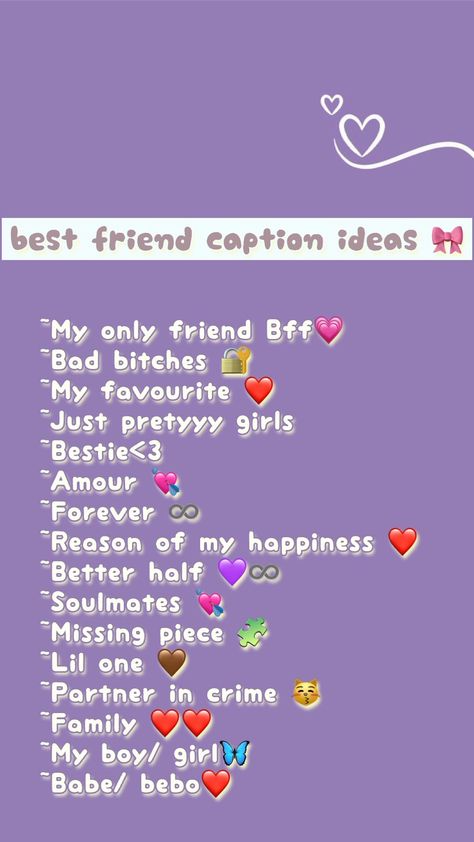 Instagram Bio For Best Friends, Best Facebook Cover Photos Style, Frnd Captions For Instagram, Frnds Grp Name, Best Names For Best Friends, Friends Aesthetic Words, Aesthetic Id For Instagram, Aesthetic Caption For Bestie, One Word For Friends