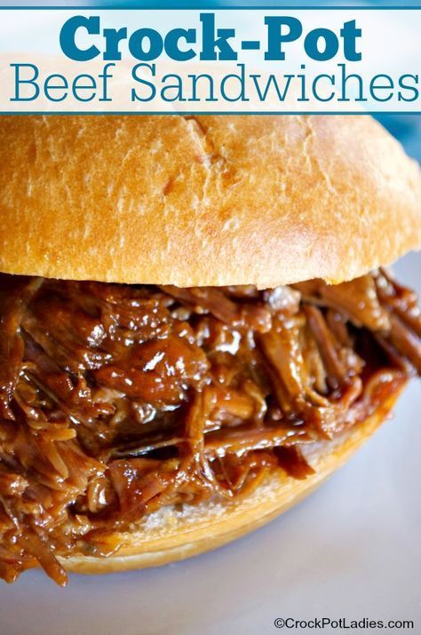 A quick and easy recipe that puts a spin on your normal pot roast meal in a crock-pot. Crock-Pot Beef Sandwiches a recipe everyone will love. Beef Sandwiches Crock Pot, Bbq Beef Sandwiches, Beef Sandwich Recipes, Crock Pot Beef, Roast Beef Sandwich, Beef Sandwiches, Crockpot Roast, Roast Beef Recipes, Crockpot Recipes Beef