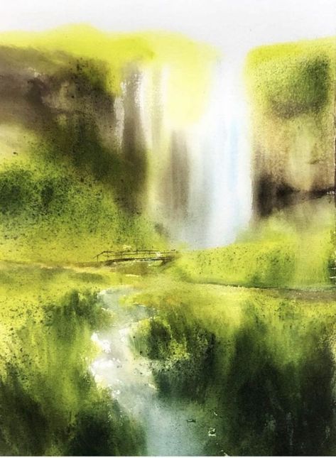 Wet On Wet Painting, Painting The Sky, Waterfall Paintings, Watercolour Landscape, Loose Watercolor, Watercolor Landscape Paintings, Abstract Art Landscape, Watercolor Techniques, Online Course