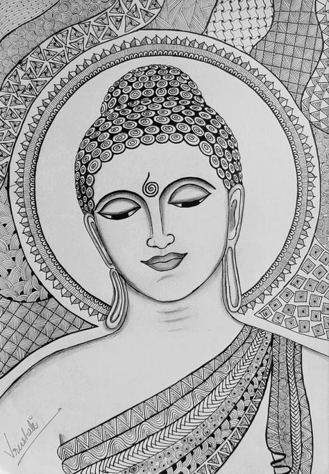 Bhudha Image Art Drawing, Gautam Buddha Drawing Easy, Buddha Mandala Artwork, Mandala Art Buddha, Buddha Outline, Lord Buddha Drawing, Buddha Mandala, Buddha Drawing, Sketch Board