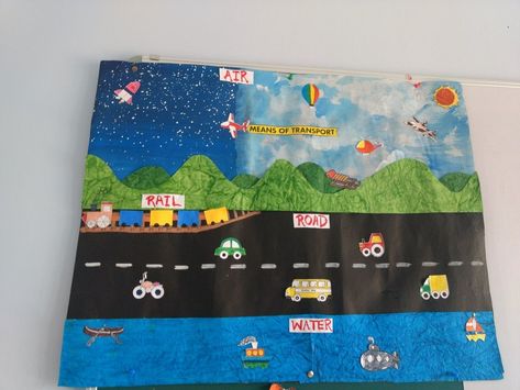 Transport Chart Ideas For Classroom, Transportation Theme Board Preschool, Transport Chart For Kindergarten, Transport Theme Board, Transportation Board Ideas, Modes Of Transportation Preschool, Transportation Chart For Classroom, Transportation Decorations Classroom, Means Of Transport Chart