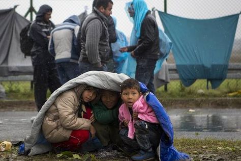 Slovenia struggled to cope with the growing influx of migrants coming from Croatia, raising fears of a new chokepoint as the small Alpine country becomes a way station on the route to more affluent parts of the European Union.Children take shelter from the rain in Sredisce ob Dravi, a border crossing between Croatia and Slovenia. Russian Fighter Jets, Russian Fighter, Freezing Rain, Take Shelter, Character Poses, Movie Premiere, Long Winter, Slovenia, Hunger Games