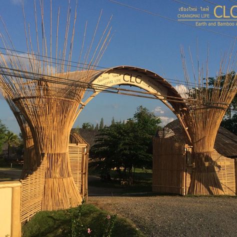 Entrance Gate at CLC | Bamboo Architecture | CLA Bamboo Gate Design, Gapura Design, Bamboo Entrance, Bamboo Building, Event Entrance, Bamboo House Design, Bamboo Structure, Farm Gate, Entrance Gate