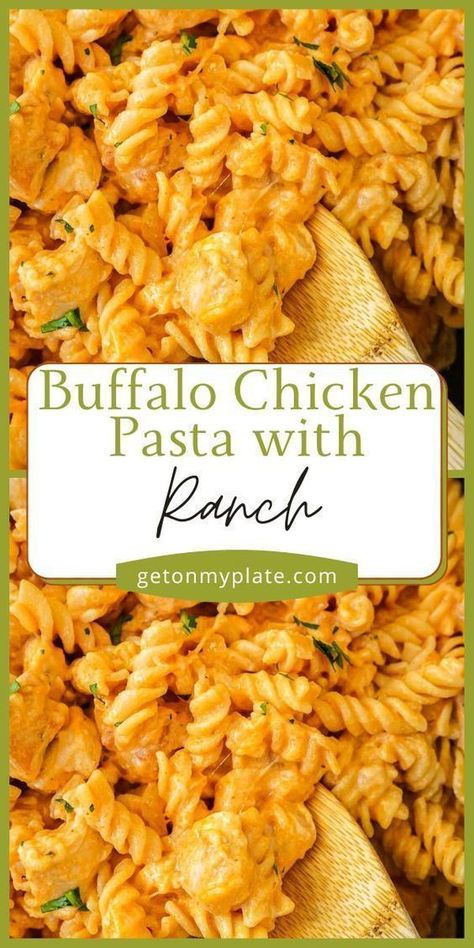 Buffalo Pasta Recipes, Buffalo Ranch Sauce, Buffalo Pasta, Buffalo Chicken Breast, Buffalo Chicken Sauce, Crockpot Buffalo Chicken, Chicken Ranch Pasta, Ranch Sauce, Easy Buffalo Chicken