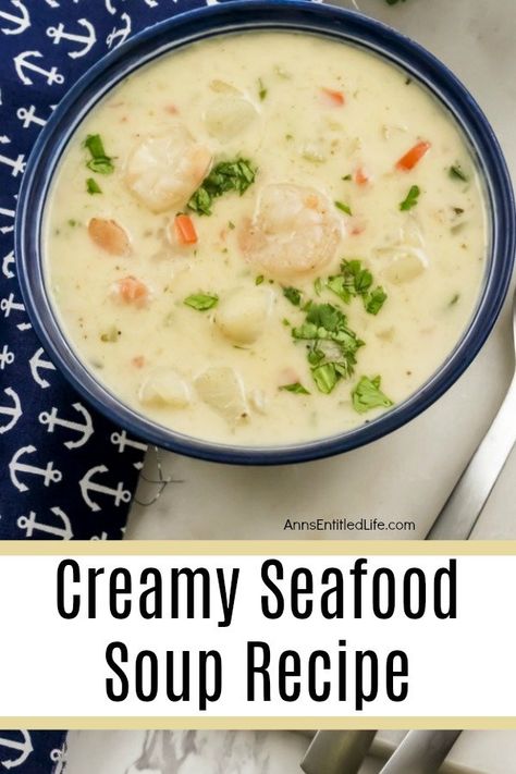 Creamy Seafood Soup Recipes, Seafood Chowder With Scallops, Creamy Shrimp And Rice Soup, Creamy Seafood Soup, Seafood Soup Recipes Easy, Shrimp And Rice Soup, Best Seafood Chowder Recipe, Seafood Chowder Soup, Holiday Seafood Recipes