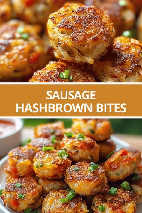 Sausage Hashbrown Bites Game Day Breakfast Tailgate, Hash Brown And Sausage Bites, Brunch Hashbrown Ideas, Hashbrown And Sausage Bites, Crispy Sausage And Hashbrown Bites, Hashbrown Sausage Balls, Crispy Hash Brown And Sausage Bites, Sausage Hashbrown Balls, Sausage Breakfast Bites