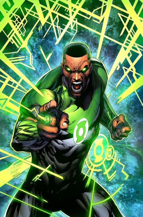 John Stewart as Green Lantern // artwork by Tyler Kirkam and Mystic Oracle (2012) Lantern Character, Black Green Lantern, John Stewart Green Lantern, John Stewart, Lantern Corps, Green Lantern Corps, Univers Dc, Black Comics, Comic Cover