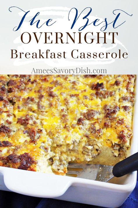 Sausage and Egg Overnight Breakfast Casserole Best Overnight Breakfast Casserole, Breakfast Casserole With Country Gravy, Sausage Egg Breakfast Casserole, Breakfast Casserole With Bread, Breakfast Potato Casserole, Delicious Breakfast Casserole, Menu Sarapan Sehat, Breakfast Egg Casserole, Country Gravy