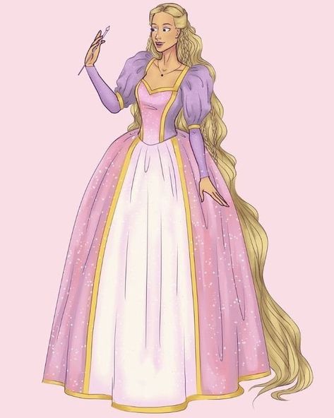 Barbie as Rapunzel Dress #purple #pink #barbierapunzel #rapunzeldress #barbie #barbieasrapunzel #cosplay #barbiecosplay #barbiecostume Barbie Rapunzel Dress, Drawing Rapunzel, Barbie As Rapunzel, Barbie Fanart, Barbie Rapunzel, Rapunzel Cosplay, Barbie Fairy, Rapunzel Dress, Image Princesse Disney