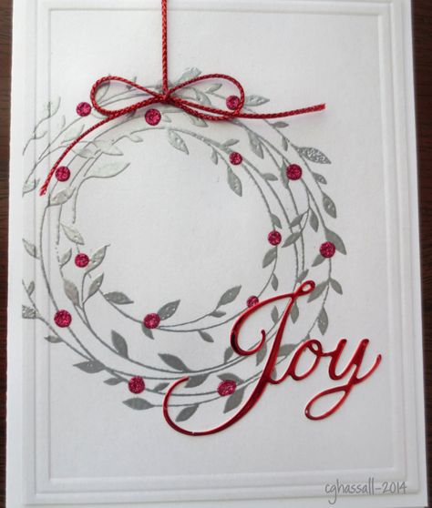 Rubber Stamp Christmas Cards Ideas, Joy Christmas Cards Handmade, Wreath Cards, Black Joy, Penny Black Cards, Penny Black Stamps, Simple Christmas Cards, Joy Cards, Christmas Card Art