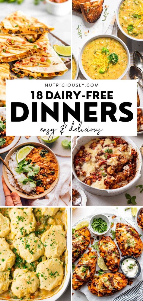 Make these delicious dairy-free dinner ideas for the whole family! They are packed with flavor and nutrient, and can be made on busy weeknights. Cozy soups, freezer-friendly casseroles, creamy pasta, hearty burgers, and more await you. Non Dairy Dinner, Lactose Free Dinners, Gluten Free Dairy Free Recipes Dinner, Chicken Recipes Dairy Free, Gluten Free Dairy Free Dinner, Cozy Soups, Family Meal Prep, Dairy Free Recipes Easy, Dairy Free Recipes Dinner