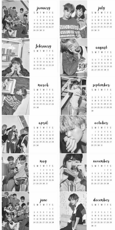 Bts 2024 Calendar, Bts Calendar 2024 Printable, Calender Print, Bts Calendar, 달력 디자인, Bts Black And White, Fotografi Kota, Calendar 2018, Jimin V Jungkook