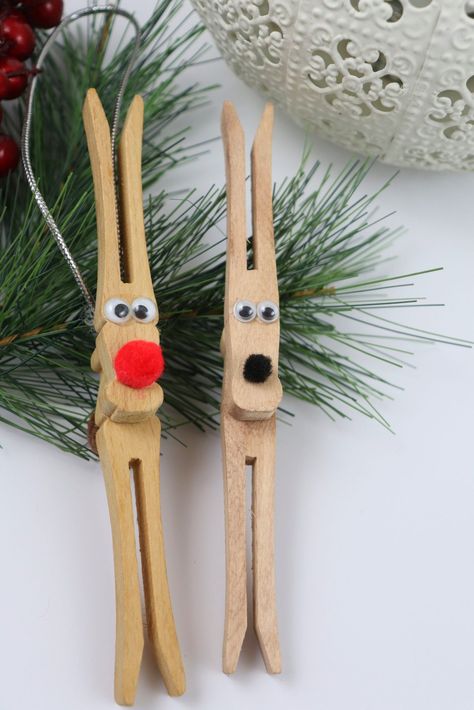 Reindeer Clothespin Ornaments ~ Nifty Thrifty DIYer Clothespin Reindeer Ornaments, Clothes Pin Reindeer Ornaments, Clothes Pin Christmas Ornaments Diy, Clothespin Reindeer Craft Ornaments, Reindeer Clothespin Ornaments, Clothes Pin Ornaments Diy, Clothespin Ornaments Diy, Rudolph Ornaments Diy, Closepin Ornaments