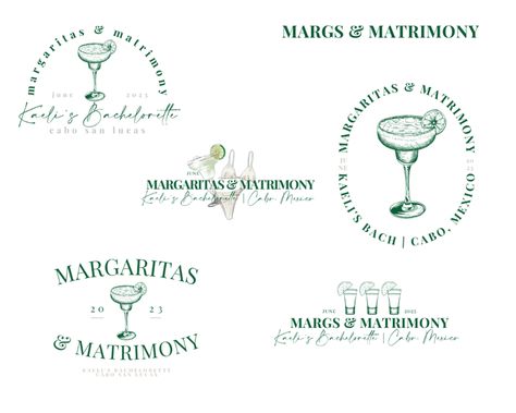 Margaritas and Matrimony Personalized Bachelorette Party Logo