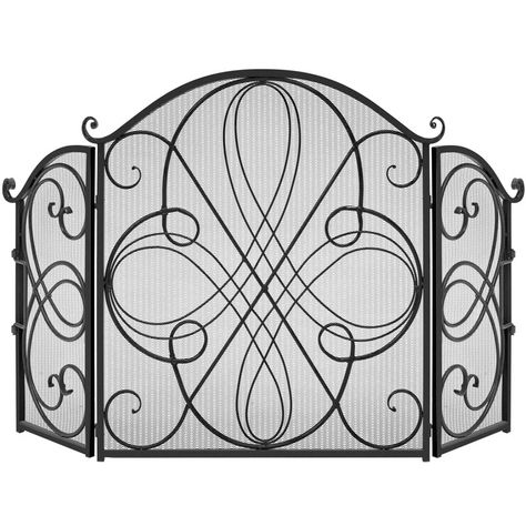 Winston Porter Lissowski 3-Panel 55"x33" Wrought Iron Fireplace Safety Screen Decorative Scroll Spark Guard Cover & Reviews | Wayfair Wrought Iron Fireplace, Fireplace Safety, Metal Fireplace, Iron Fireplace, Cleaning Surface, Fireplace Screen, Fireplace Screens, Indoor Fireplace, Mesh Screen