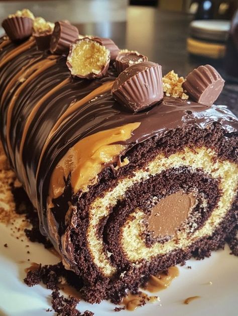 New Years Eve Treats, Chocolate Cake Roll, Butter Flavors, Chocolate Roll Cake, Butter Roll, Cottage Bakery, Cake Roll Recipes, Peanut Butter Roll, Chocolate Roll