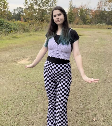 Lavender crochet top 🪻🖤 Available custom in any color! Xs-5xl+ The crochet pattern is also available! #crochet #artist #alternative #shop #crochetisforeveryone #gothic #plussize #festivaltop #cottagecore #ethereal Lavender Crochet, Crochet Artist, Festival Tops, Crochet Tops, Cottage Core, Crochet Pattern, Crochet Top, Lavender, Crochet Patterns