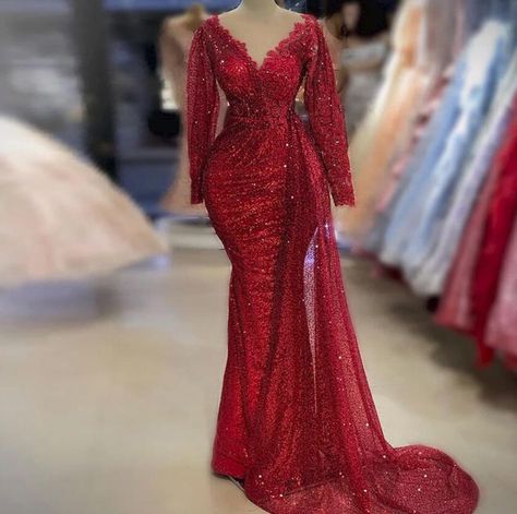 Prom Dresses With Long Sleeves, Slim Gown, Dresses With Long Sleeves, Formal Women, Red Mermaid, Prom Dresses Long Pink, Celebrity Gowns, Spaghetti Strap Prom Dress, Mermaid Sequin